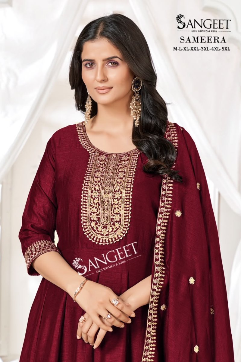 Sameera By Sangeet Vichitra Blooming Silk Kurti With Bottom Dupatta